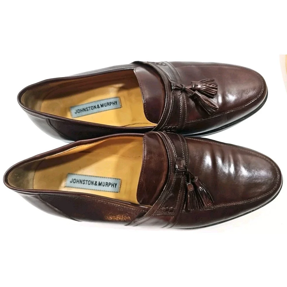 Johnston & Murphy ~Men's Size 11.5M~ Brown Tassel Leather Loafers Shoes #15 2206
